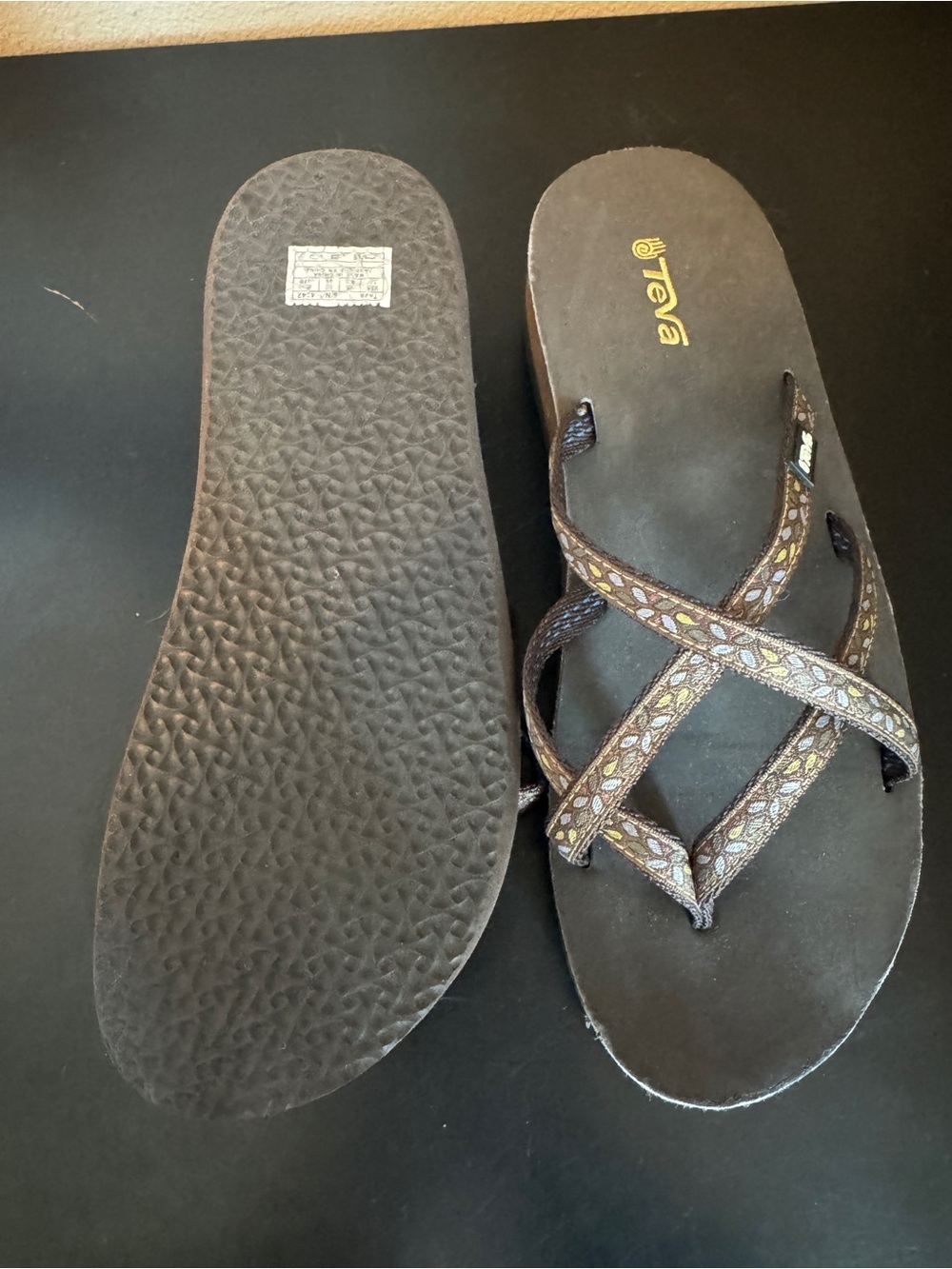 Teva Brown Strappy Flip Flop Sandals| Wedge | - Picture 3 of 6